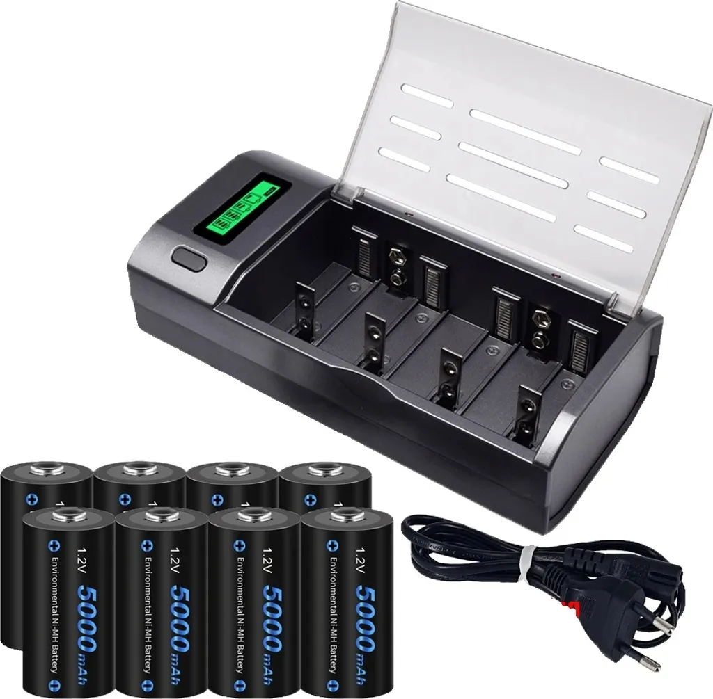Chargeur de Piles Universel LCD pour Accumulateurs AA AAA C D Type-C