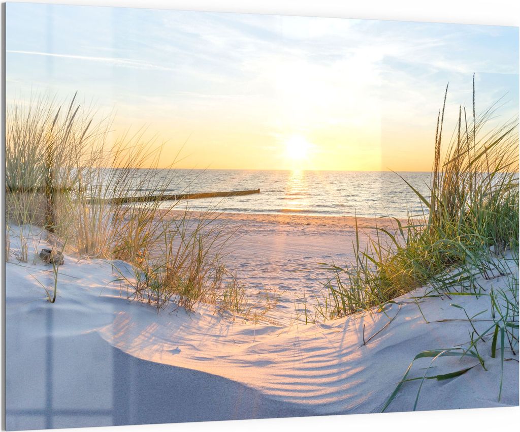 DEQORI Magnettafel Glas 120x90 cm 'Abendsonne an der Ostsee' beschreibbar Whiteboard