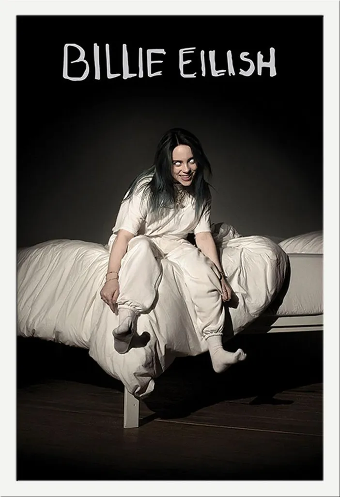 Poster Billie Eilish Fall avec Cadre MDF Blanc Shinsuke 61x91.5 cm