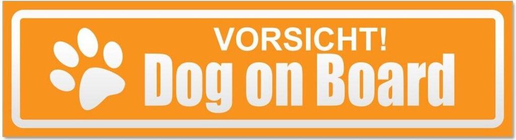Kiwistar Vorsicht! Dog on Board invertiert Magnetschild Schild magnetisch - 20cm Orange - Magnetfolie für Auto PKW Kfz