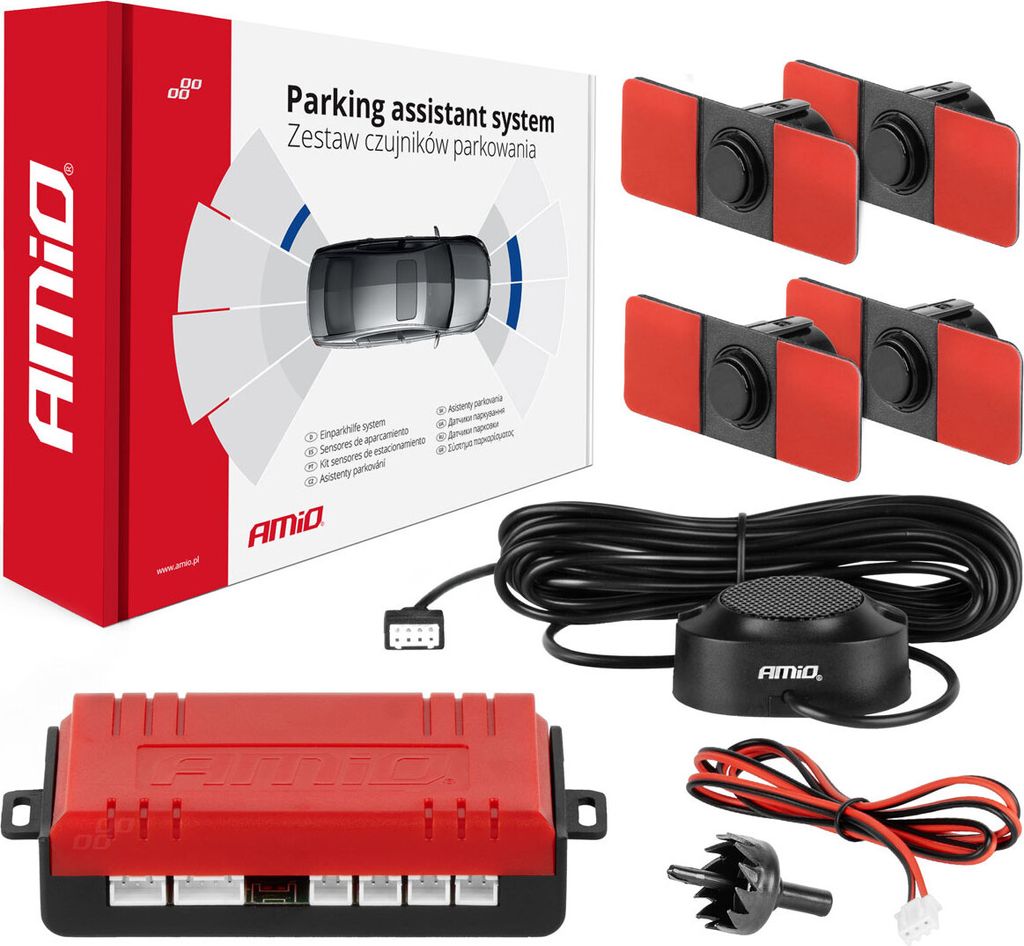 Zestaw czujników parkowania cofania Buzzer 4 sensory czarne Zdjęcie produktu 