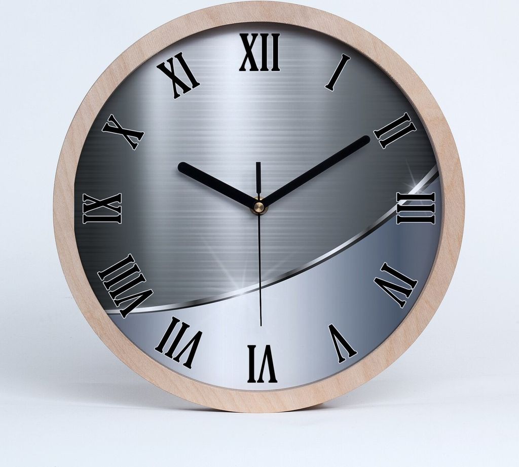 Holzuhr 20fi cm wanduhr - schwarze Spitzen - Metall Abstraktion