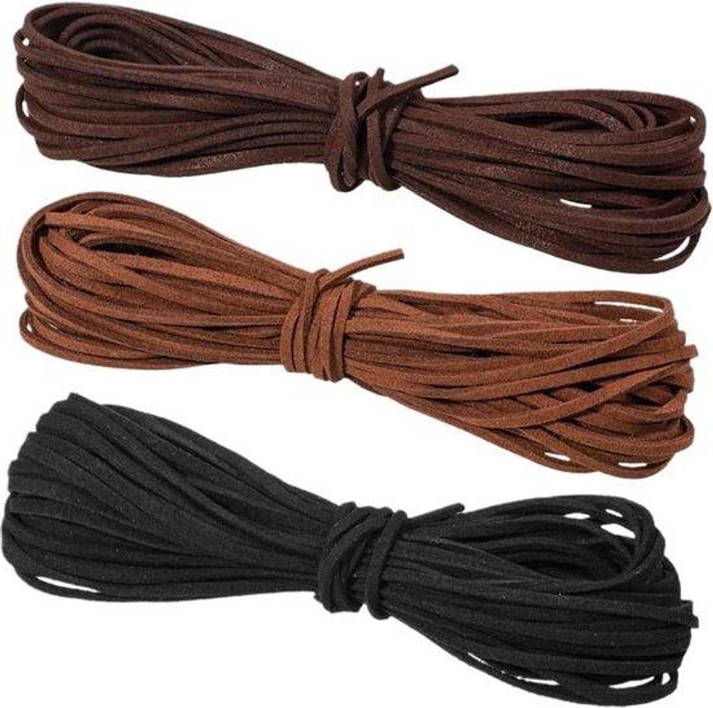 5m x 3mm flaches Lederband für Armbänder und Halsketten, Selbstmacherschmuck, 3 Farben