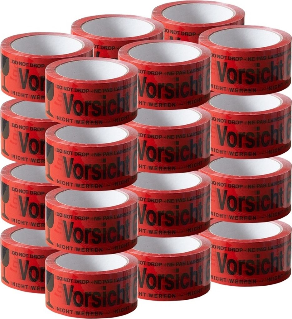 ARLI 24x Klebeband " Vorsicht Glas " Packband rot Paketband PP 48 mm x 66 m Paket Band