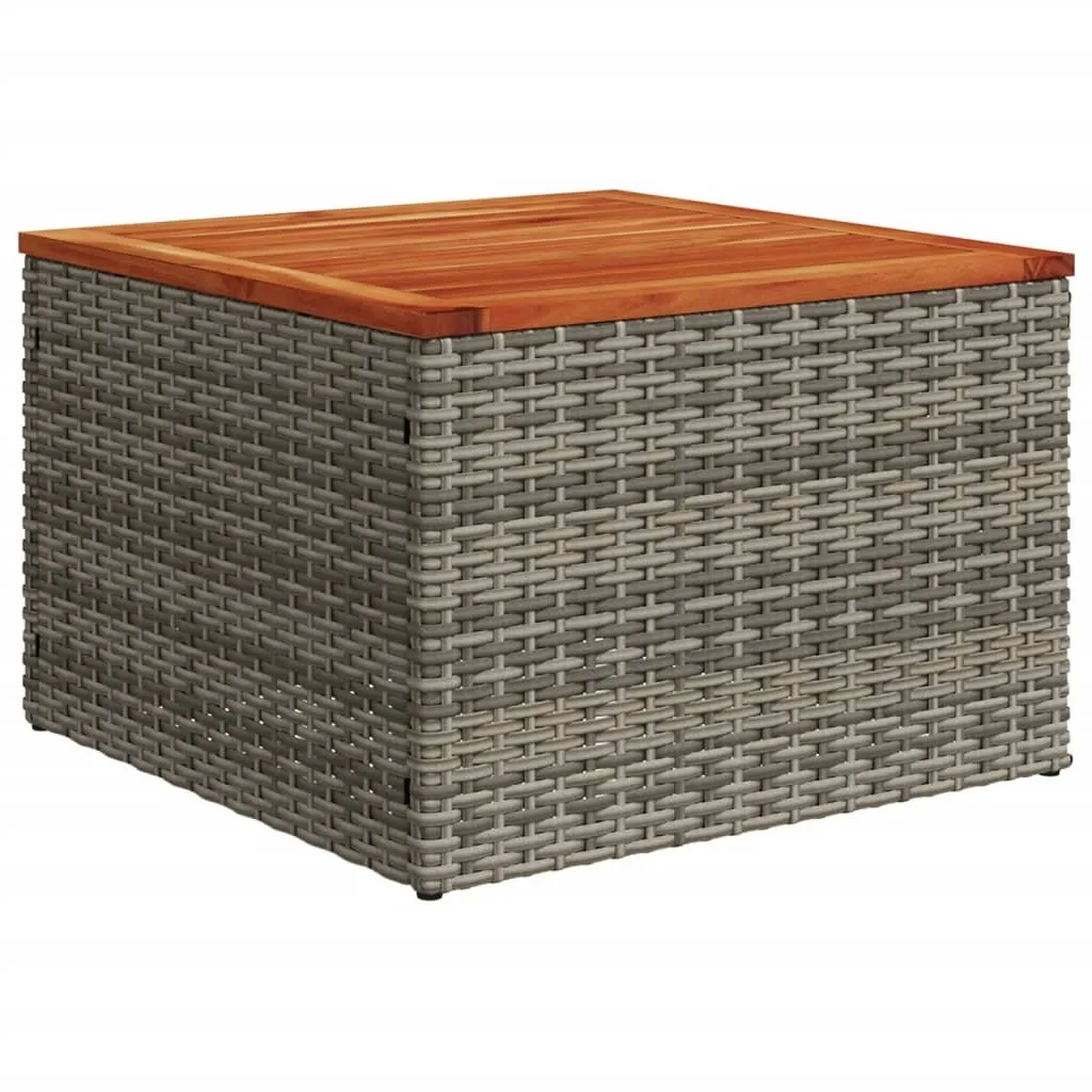 Tavolino da Esterno vidaXL 55x55 cm Grigio in Poly Rattan e Acacia