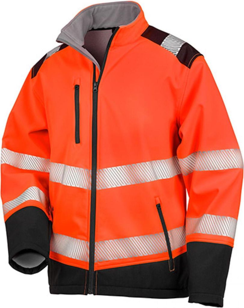 Safe-Guard R476X | Herren Jacke Printable Ripstop Safety Softshell Jacket - Farbe: Fluorescent Orange/Black - Größe: XL