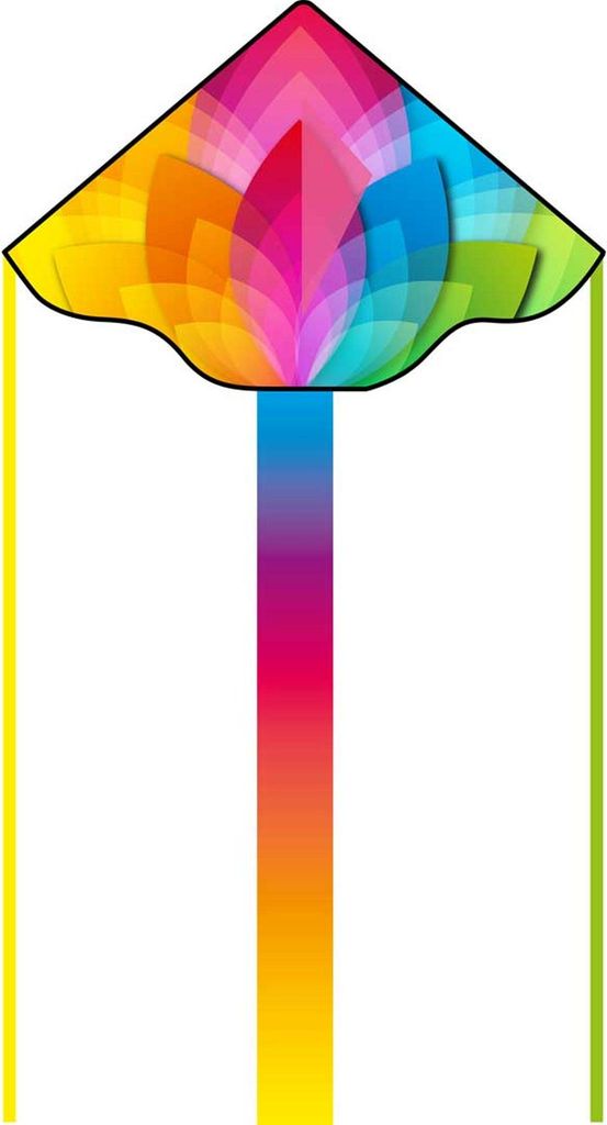 Kinderdrachen HQ Simple Flyer 120 Rainbow Flower 102006 Regenbogen 120 x 75 cm + 150 cm schwanz