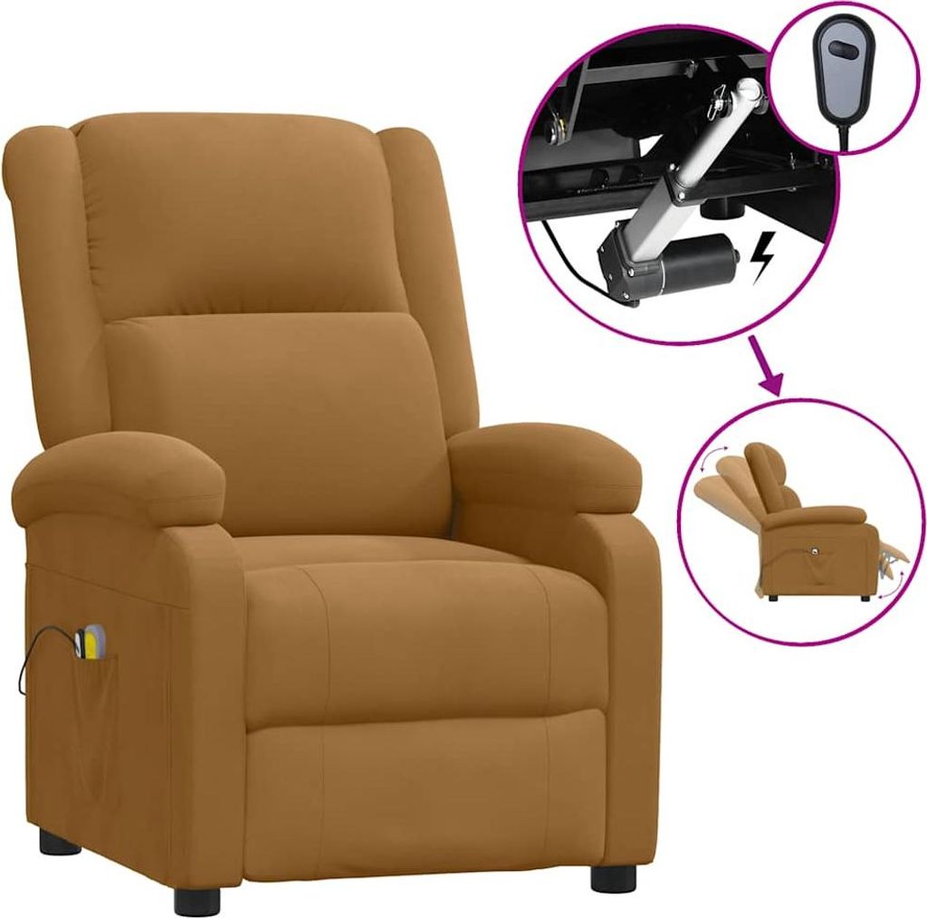 vidaXL Massagesessel Elektrisch Braun Samt