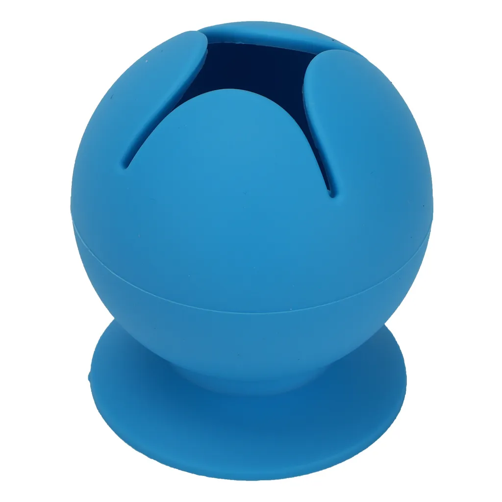 Mini Cestino Scrivania Silicone Blu - Ventosa Anti-Ribaltamento