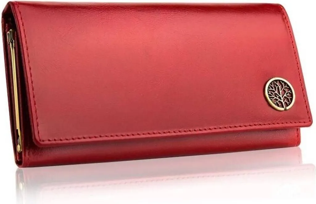 Portefeuille pour femme en cuir rouge Betlewski avec blocage RFID sûr