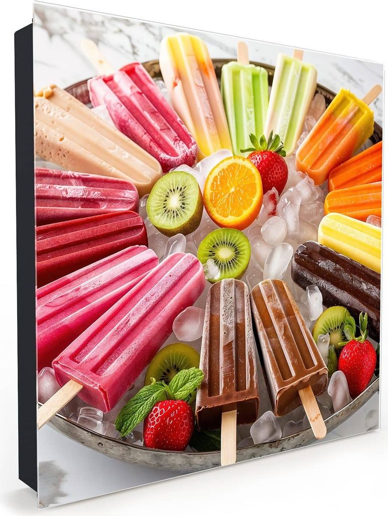 Nachbildung-Schlüsselkasten, Magnetpinnwand und Memoboard mit Glasfront Motiv Sommerliches Eis