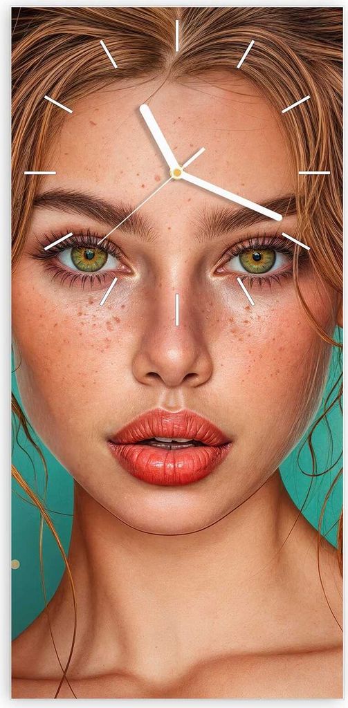 Wanduhr aus Glas mit Motiv Frau Mit Lollipop- 30 x 60 cm - inkl. Aufhängesystem