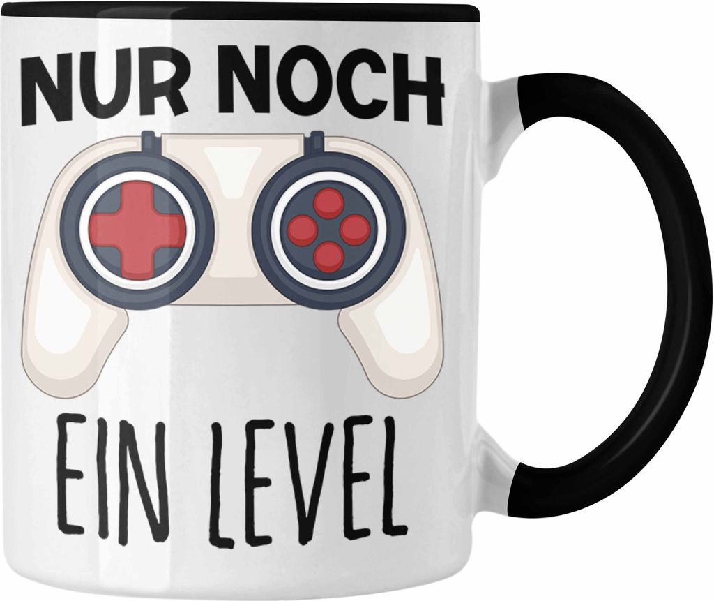 Trendation - Nur Noch Ein Level Tasse Geschenk für Gamer Zocker Spruch Geschenkidee Jungs (Schwarz)
