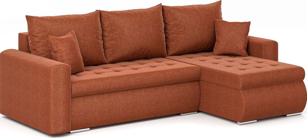 Ecksofa Luis L - Eckcouch L-Form, Sofa Couch, mit Schlaffunktion, Bettkasten, Kissen und Steppung, Polstermöbel, RECHTS Neve 52