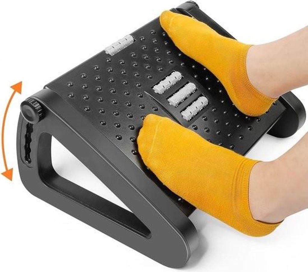 Höhenverstellbare, ergonomische Fußstütze mit Massagefunktion zur Entspannung – ideal für Büro und Homeoffice