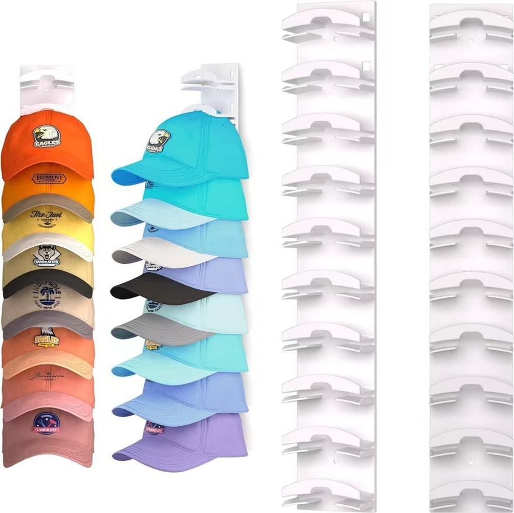 INF Mehrschichtige Baseballkappe Wandhalterung Organizer Rack - Hutablage Weiß