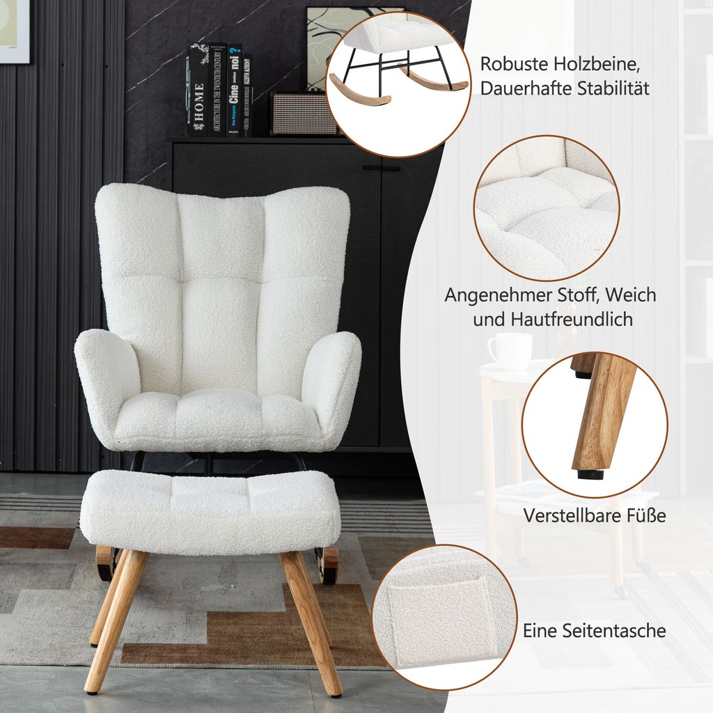 okwish Schaukelstuhl Sessel mit Fußhocker, Metallgestell Produktbild 4