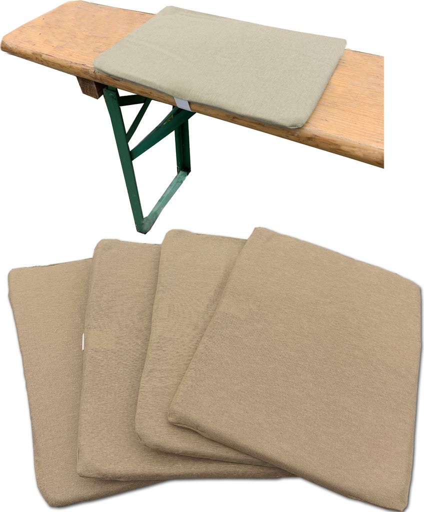 JEMIDI 4x Bierbankkissen - Sitzkissen für Bierzeltgarnitur - Bierbank Auflagen Set - Auflage für Bank - Sitzauflage für Bierbänke - Beige