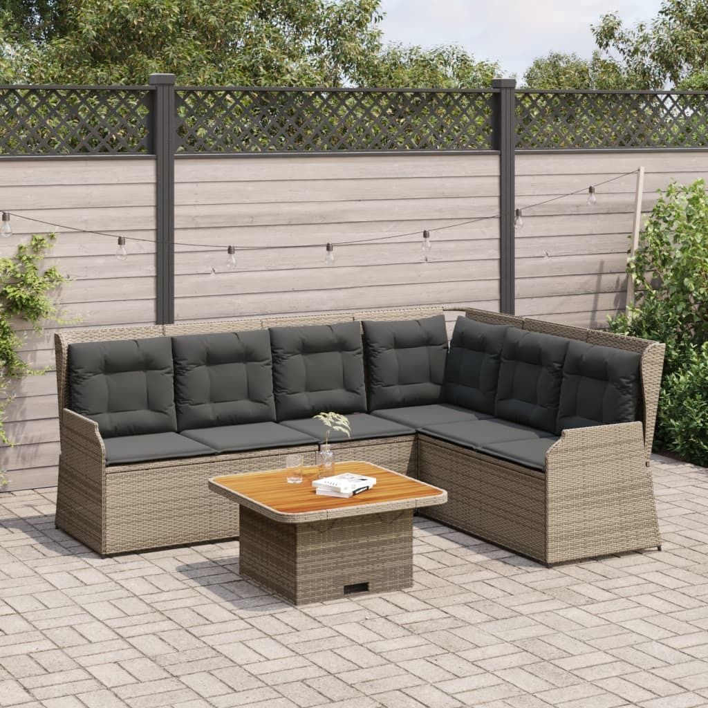 Industrie-Stil 5-tlg. Garten-Lounge-Set Sofa Set Essgruppe mit Kissen Grau Poly Rattan Terrassenmöbel2024 cloris