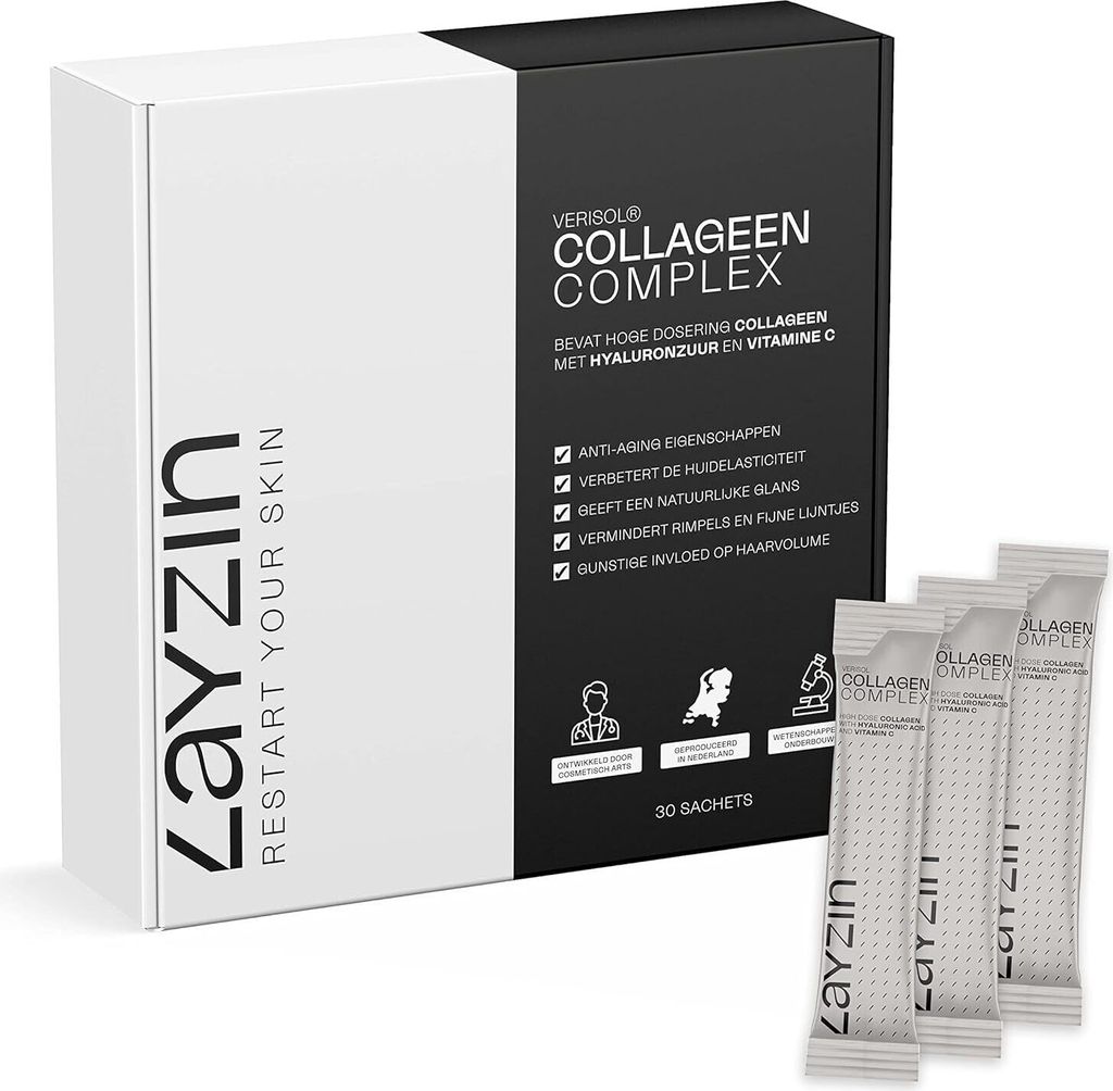 LAYZIN Kollagen Beauty Komplex mit Verisol - 30 Beutel (150gr) - Halal - Von Rindern - Mit Hyaluronsäure und Vitamin C - Strafft Haut, Haare und N...