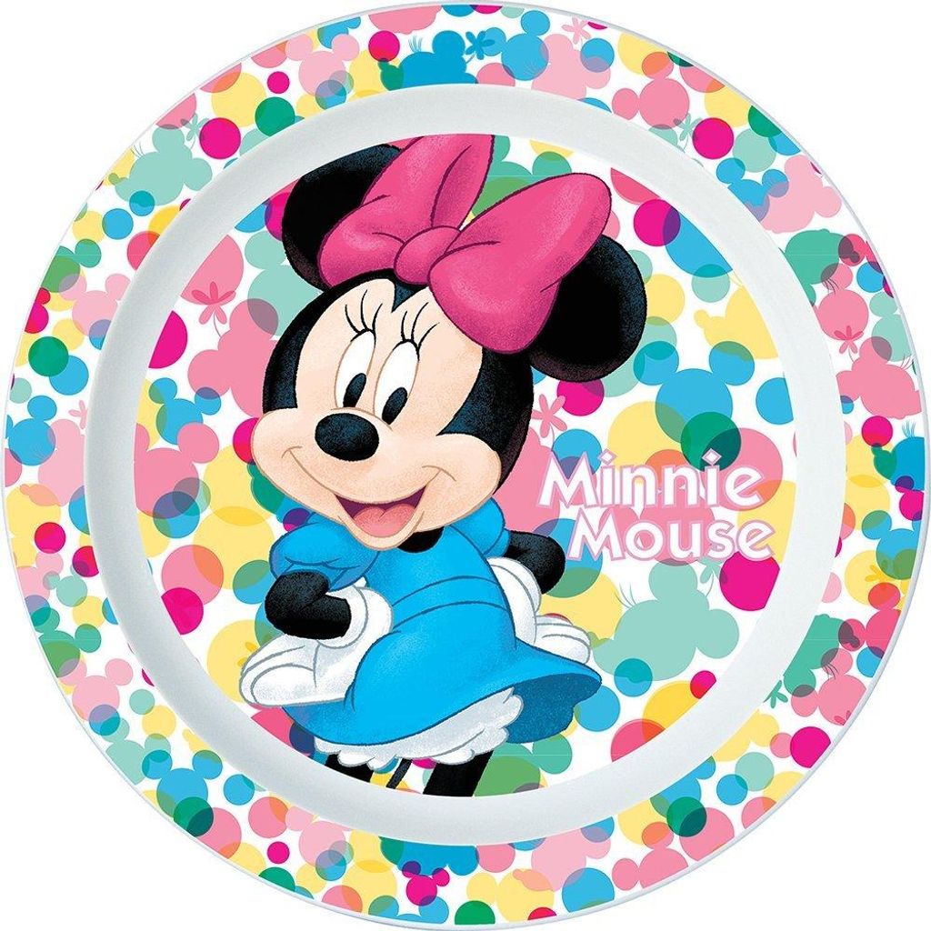 STOR Original Disney Minnie Flacher Teller für Kinder aus lebensmittelechtem Kunststoff, mikrowellengeeignet, waschbar und wiederverwendbar.