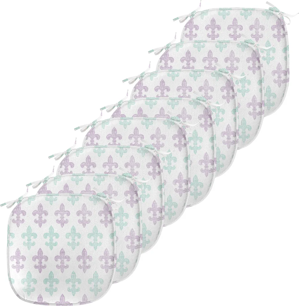 Lot de 8 Coussins de Chaise Fleur De Lis ABAKUHAUS 40x40 cm Vert Menthe