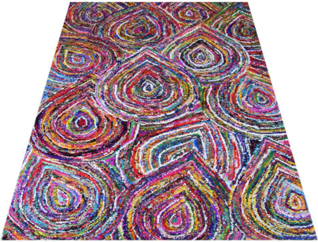 Grand tapis multicolore Chindi 153x244 cm - Style bohème chic tissé