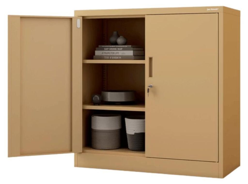 Aktenschrank abschließbar BEATA 3 Ebenen verstellbar Flügeltüren | Metallschrank Werkstatt Mehrzweckschrank Büroschrank aus Stahl Werkzeugschra...