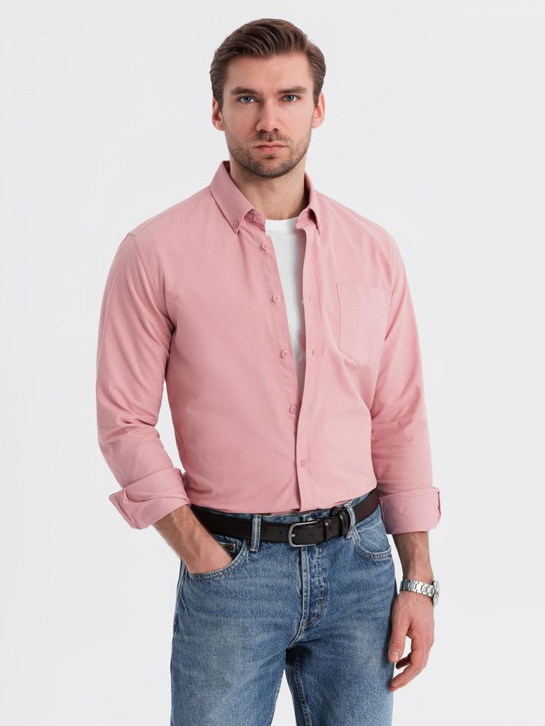 Ombre Clothing Langarmhemd für Männer Remliel rosa L