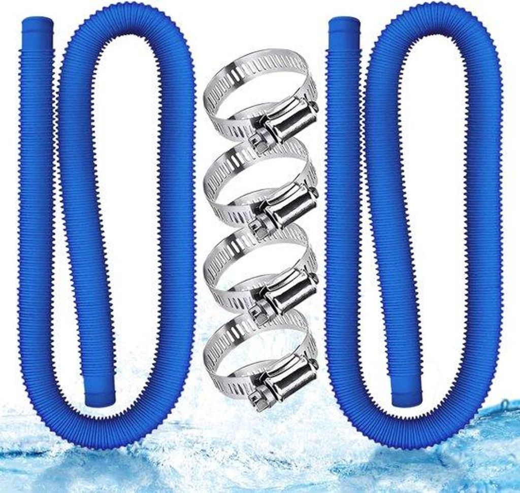 Zwei Schwimmbeckenreinigungsschläuche, 32 mm Schläuche, für Schwimmbeckenreinigungspumpen und Schwimmbeckenföhnungen geeignet, inklusive 4 Befe...