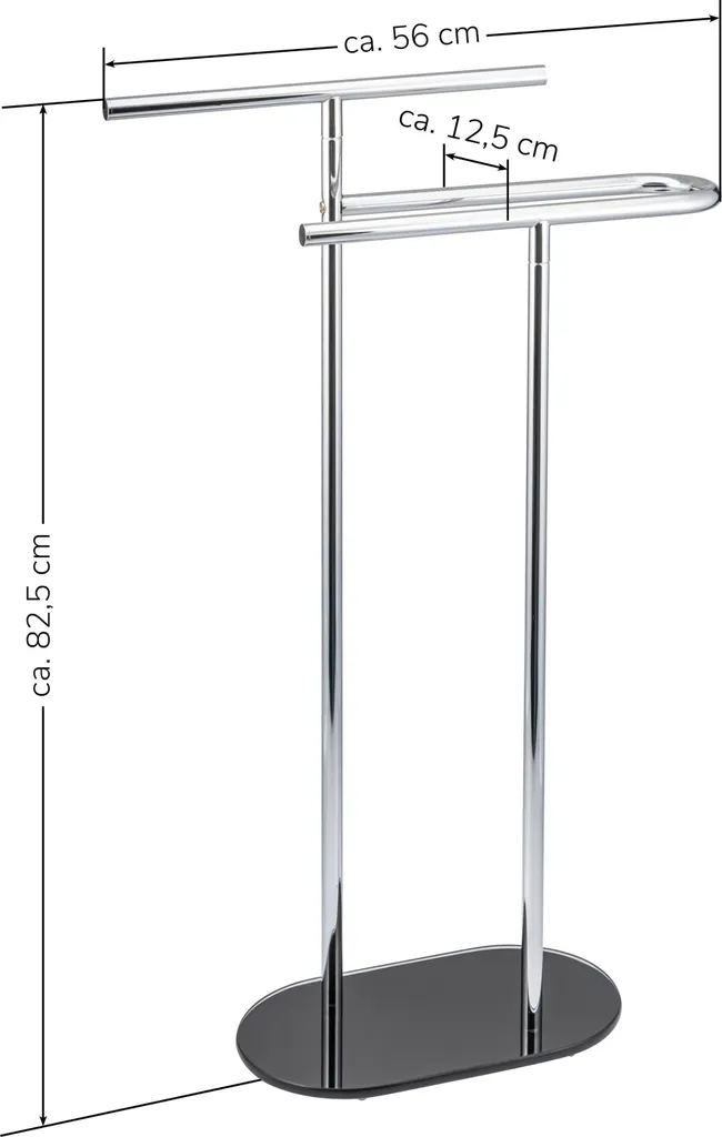 Piantana Portasciugamani Nero Bremermann - Design Moderno a 2 Aste - 2