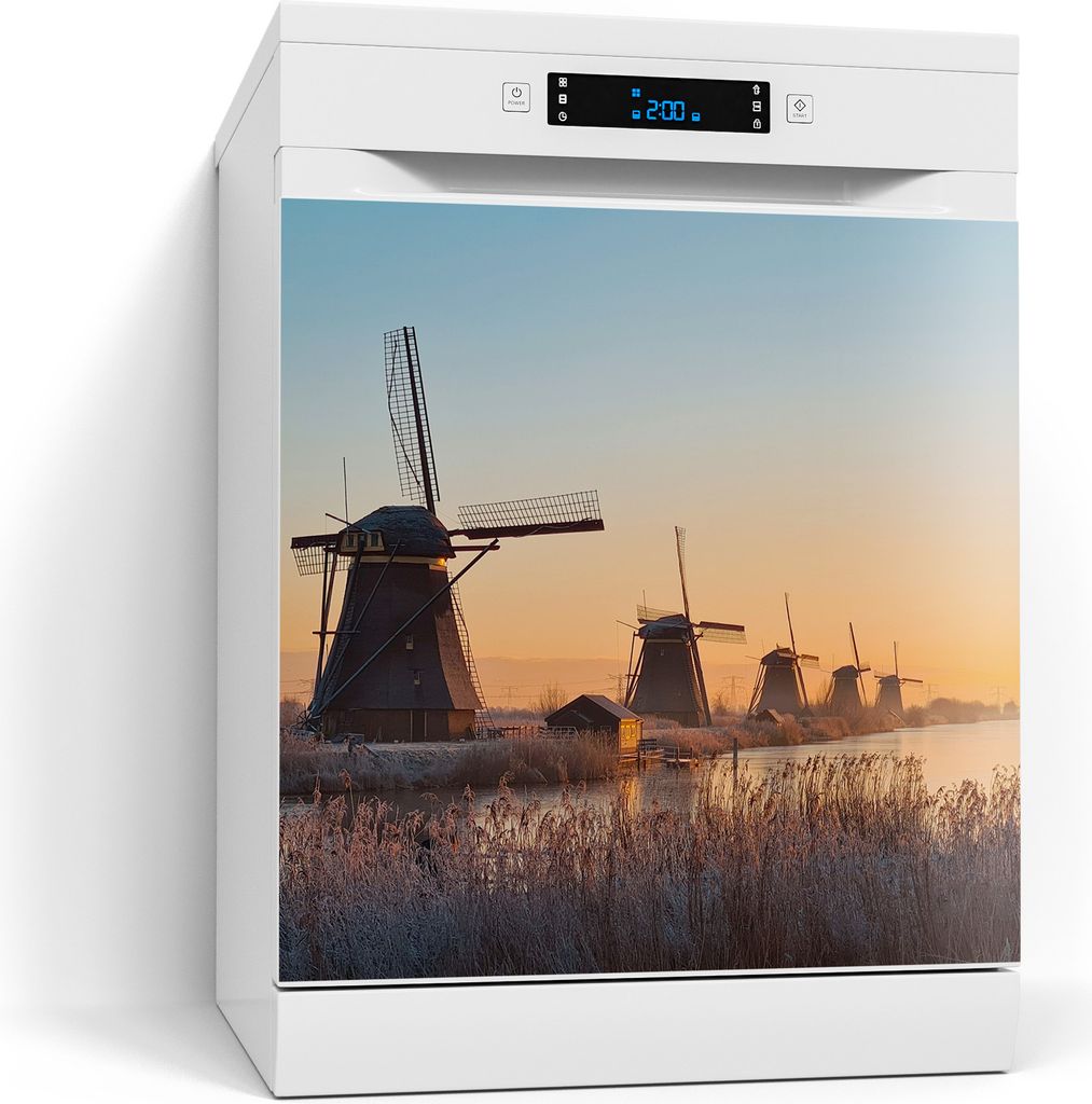 DEQORI Magnetmatte Spülmaschine beschreibbar 60x60 cm 'Mühlen im Morgenlicht' Magnetfolie