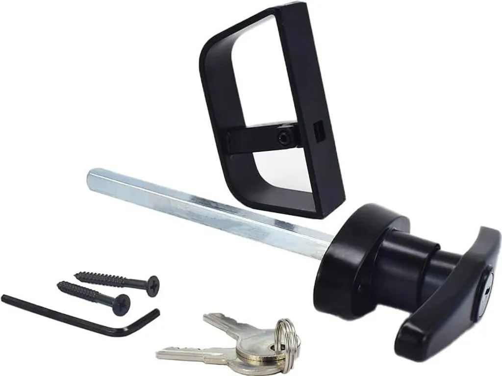 Kit Fermeture Porte Abri de Jardin Noir avec Poignée T et Verrou