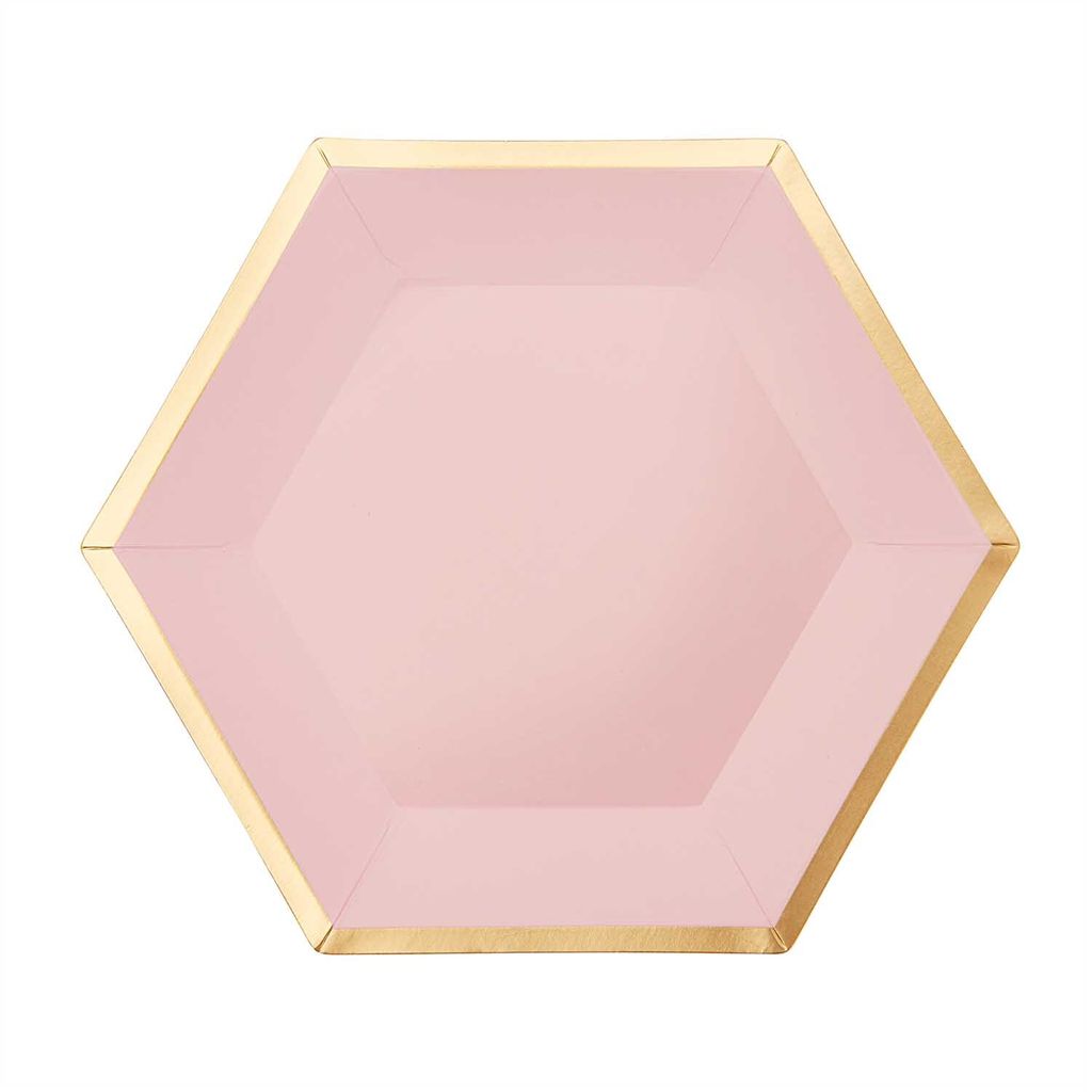 Rico Design 99001.94.02, Teller, Sechseck, Papier, Gold, Pink, Einfarbig, 10 Stück(e)