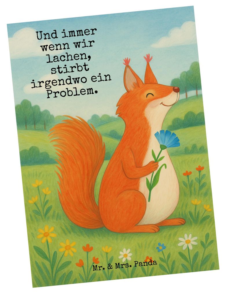 Mr. & Mrs. Panda Grußkarte Eichhörnchen Blume Design - Weiß - Geschenk, Postkarte, Lustige Sprüche, Spaß, Postkarten, Motivation, Fotokarte, b...