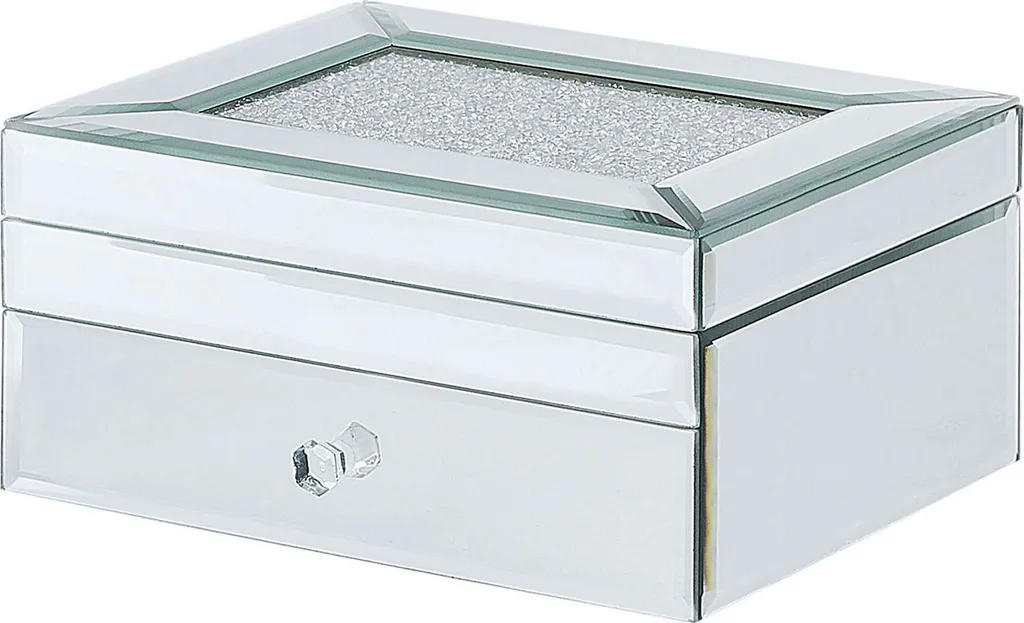 Boîte à bijoux argentée anti-poussière verre moderne pour accessoires