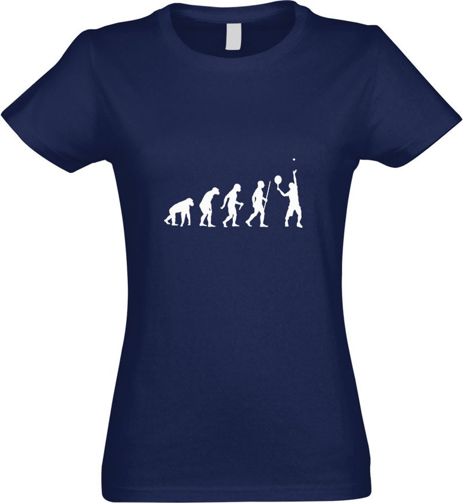 Kiwistar - T-Shirt tailliert - Damen - Navy - Tennisspieler Evolution - mit Motiv Bedruckt - Funshirt Design - Sport - Freizeit - Damen - L