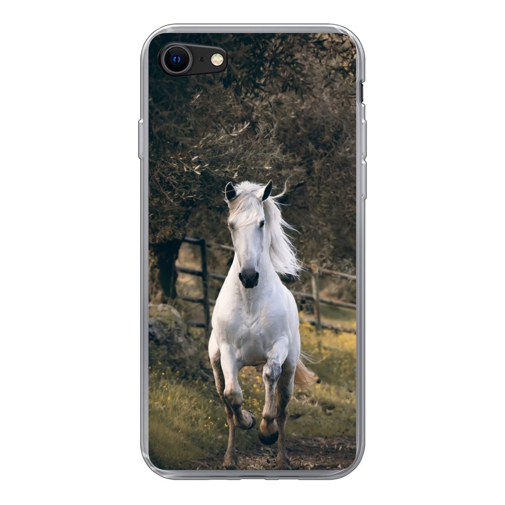 MuchoWow Handyhülle Schutzhülle Hülle für iPhone SE 2020 Pferd - Natur - Schlamm Silikon Softcase Handy Hülle - Kartenbesitzer