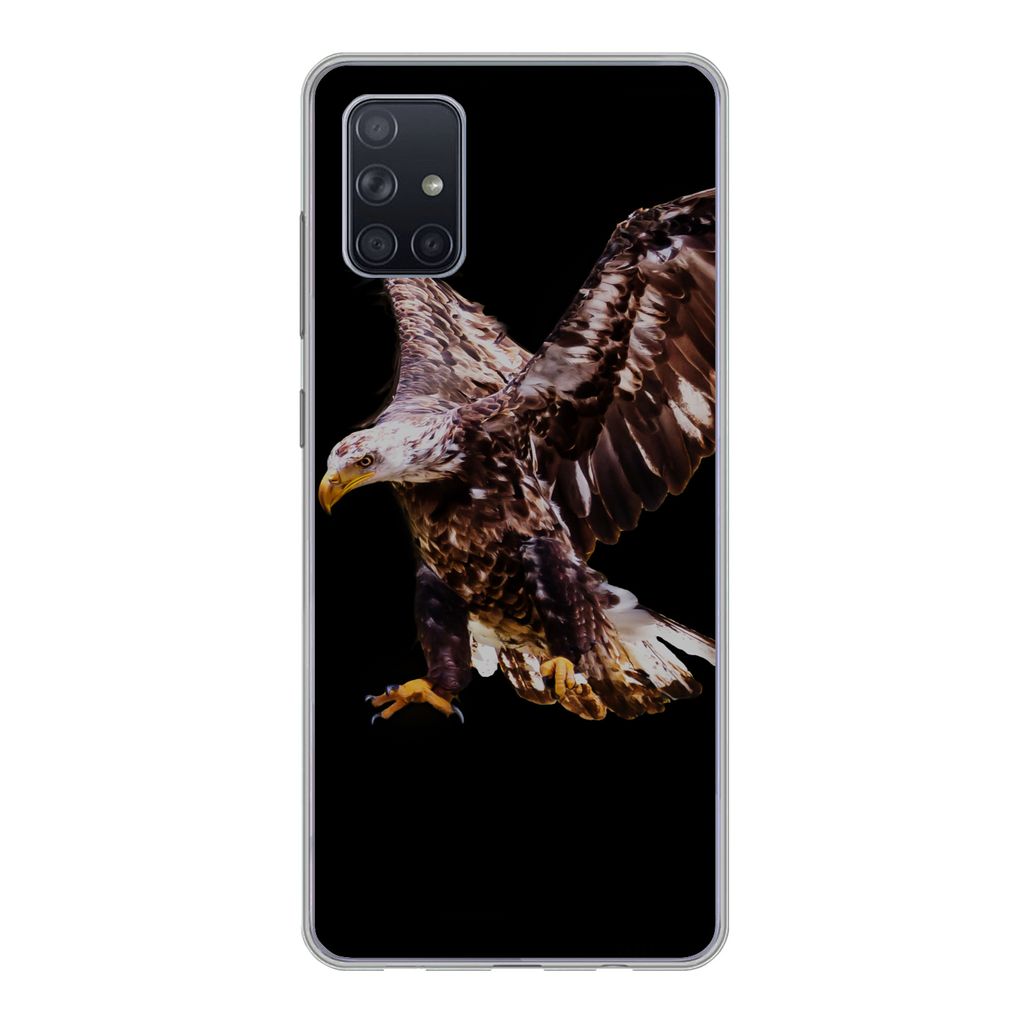MuchoWow Handyhülle Schutzhülle Hülle für Samsung Galaxy A71 Adler - Vogel - Federn Silikon Softcase Handy Hülle - Kartenbesitzer