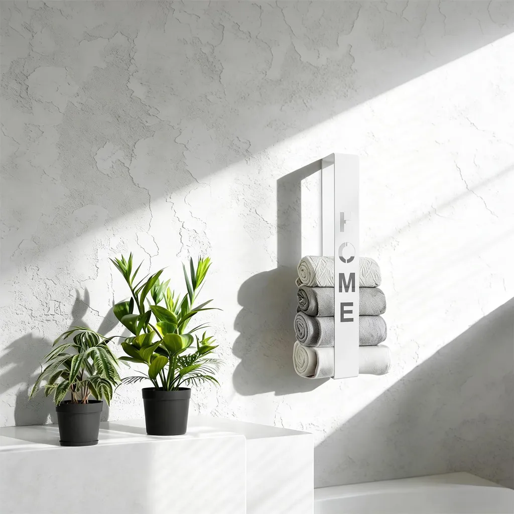 Porte-serviette blanc 42 cm pour salle de bain et cuisine facile à fixer