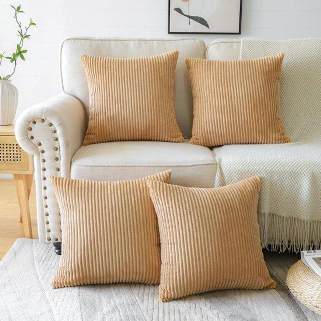 Unyqoos Set mit 4 Luxus Corduroy Kissenhüllen für stilvolle und komfortable Wohnraumdekoration 45 x 45 cm