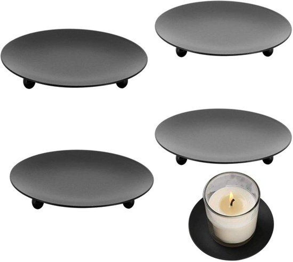 Schwarze Metall-Kerzenhalter, 4er-Pack, für SPA, Dekoration, 7cm