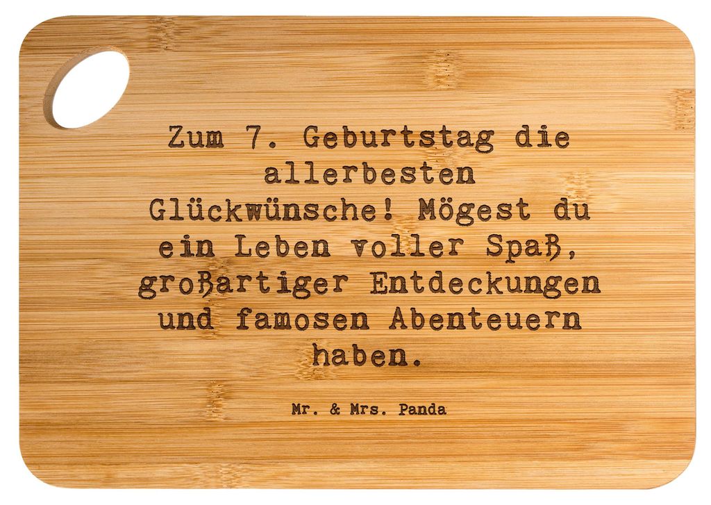 Mr. & Mrs. Panda Holzbrett Spruch 7. Geburtstag - Transparent - Geschenk, Happy Birthday, Frühstücksbrett, schneidbrett, siebter, Brett, Kinderge...