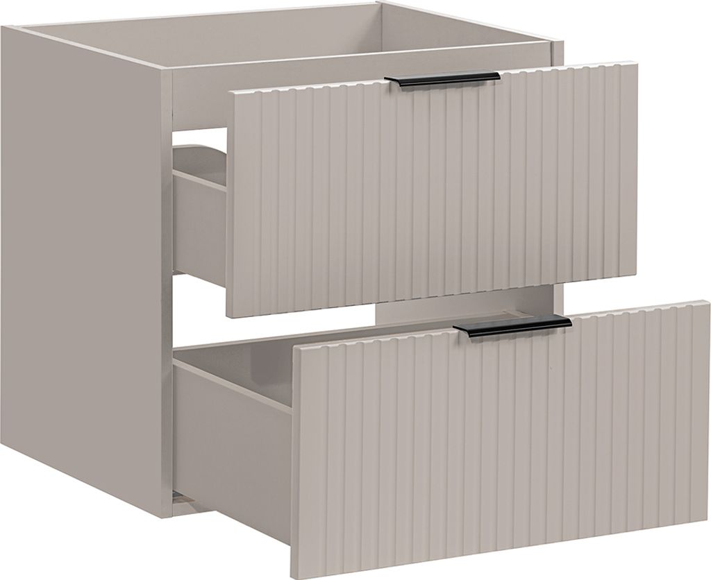 Waschtischunterschrank 60cm ADELAIDE-56-CASHMERE in kaschmir mit gerilllter Front, B/H/T ca. 60/57/46 cm