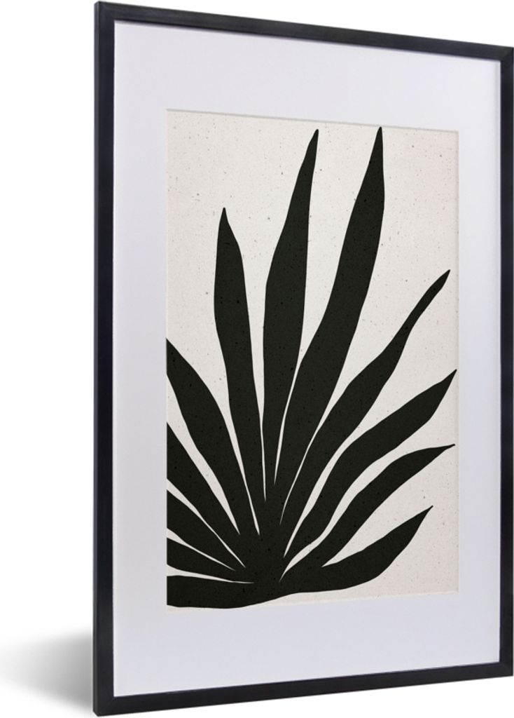 MuchoWow Gerahmtes Poster Blatt - Pflanze - Minimalismus 40x60 cm - Poster mit Schwarzem Bilderrahmen Wandposter Rahmen Foto Bilder - Poster in R...