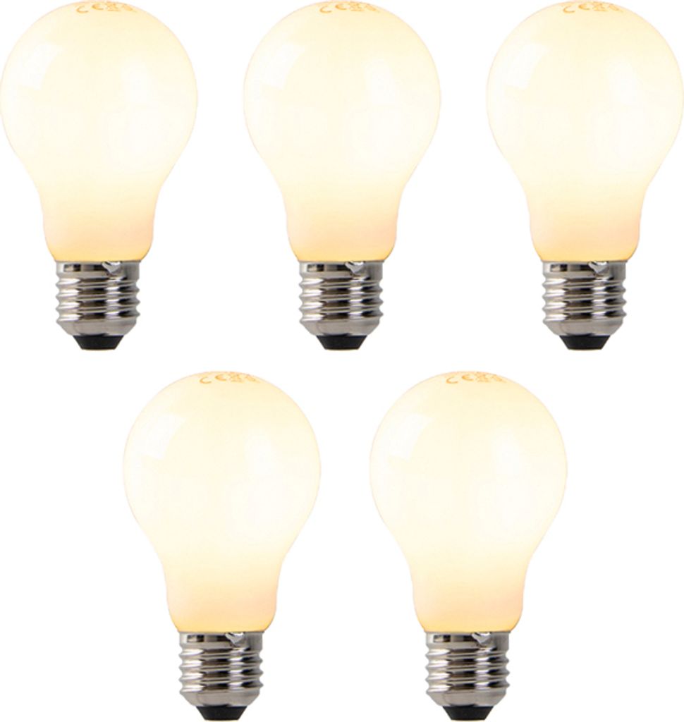 LUEDD 5er-Set dimmbare E27 LED-Lampen Opalglas 7W 806 lm 2200K
