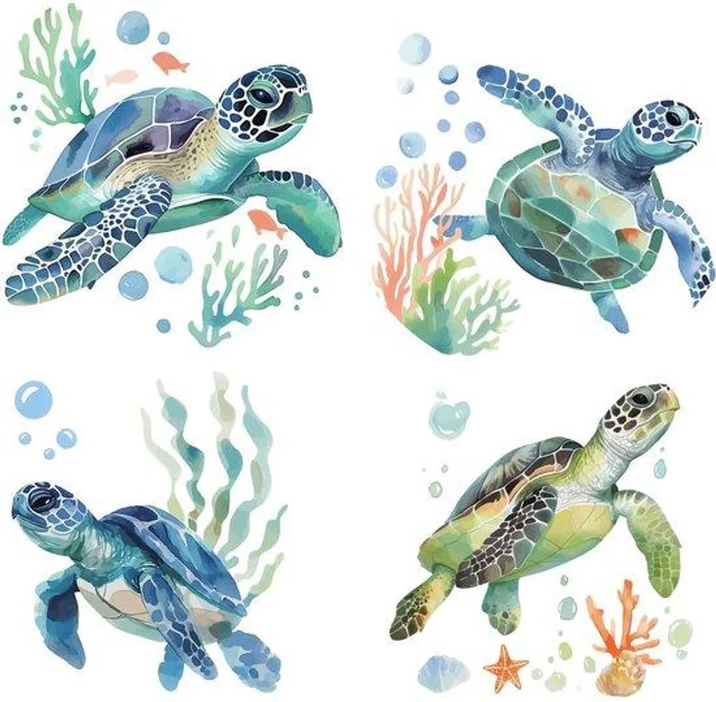 Autocollants en vinyle sur le thème de la mer lot de 4 stickers 16 cm