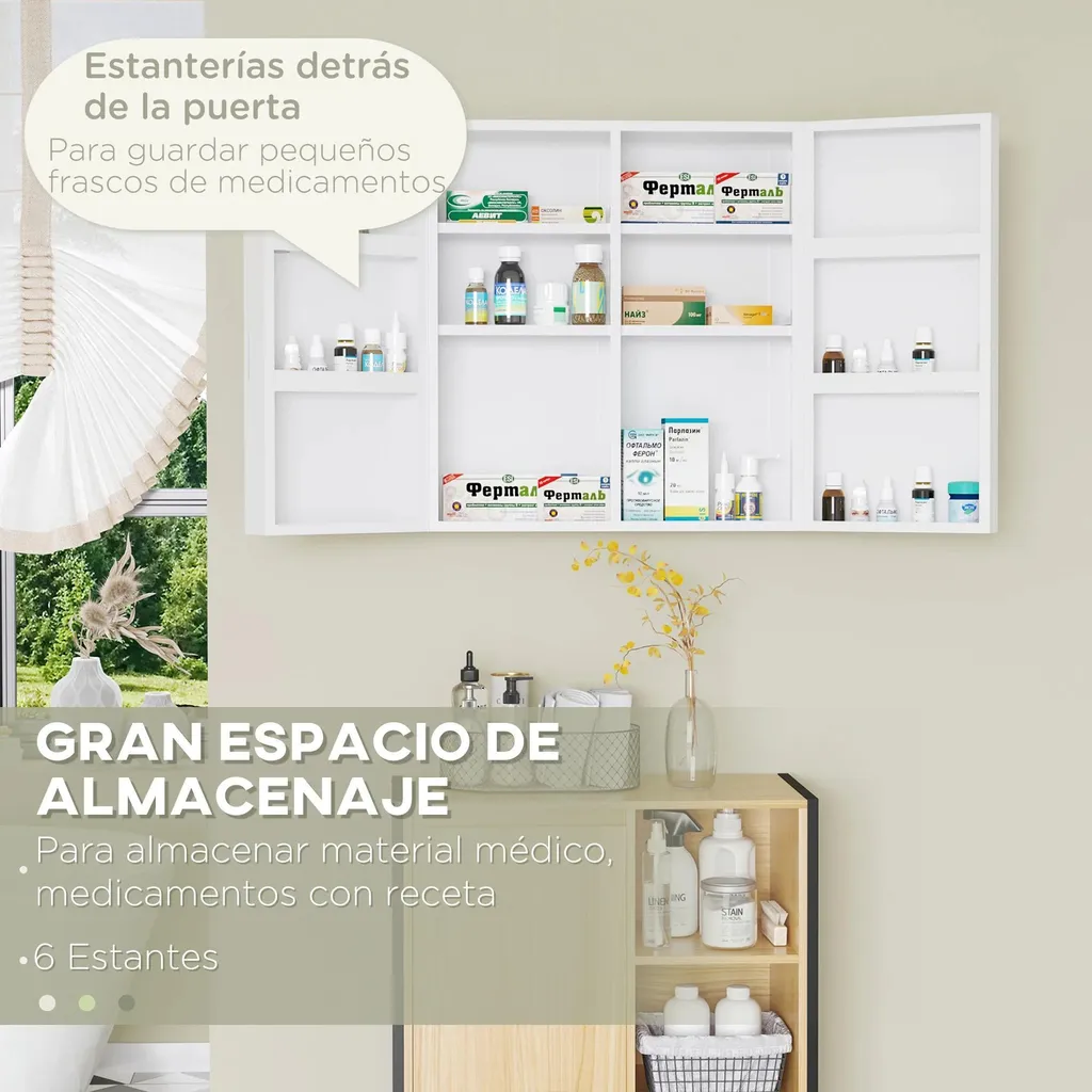 Armoire médicale à 3 niveaux avec serrure de sécurité - 55 cm de large - 5