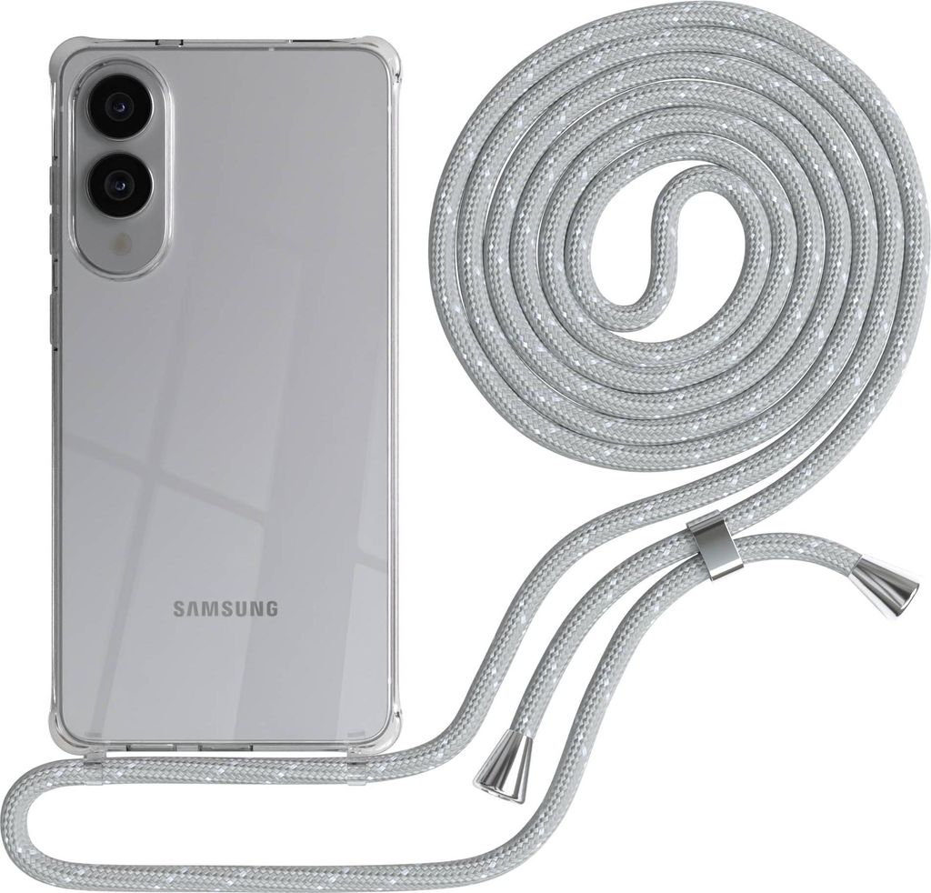 Samsung Galaxy S25 Edge Case Chain Set Eyelets light Gray /White Clips Silver 139