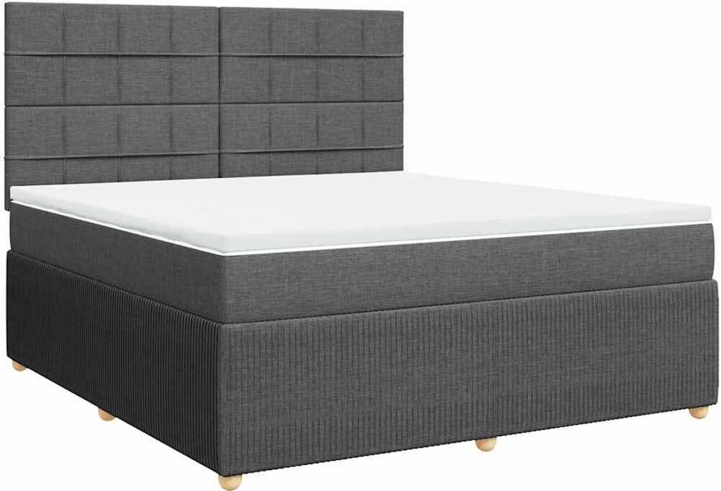 vidaXL Boxspringbett mit Matratze Dunkelgrau 180x200 cm Stoff
